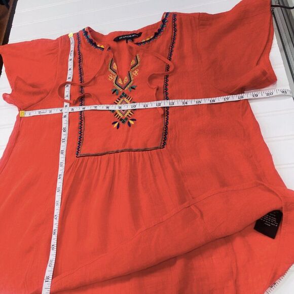 Anthropologie Zac & Rachel Burnt Orange Embroidered Women's Short Sleeve Top - Picture 8 of 10